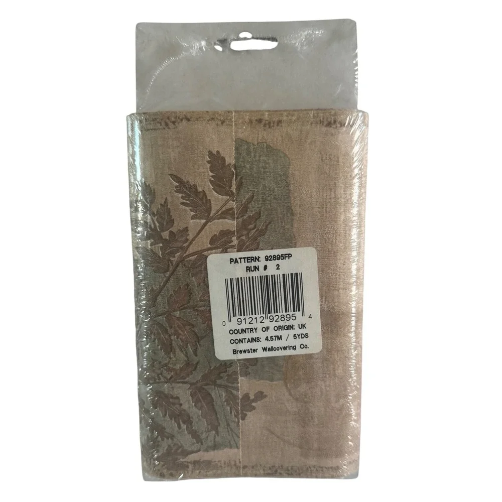 2 Rolls Brewster Designer Showcase Wallpaper Border Tan Brown Leaf 92895FP 10Yds